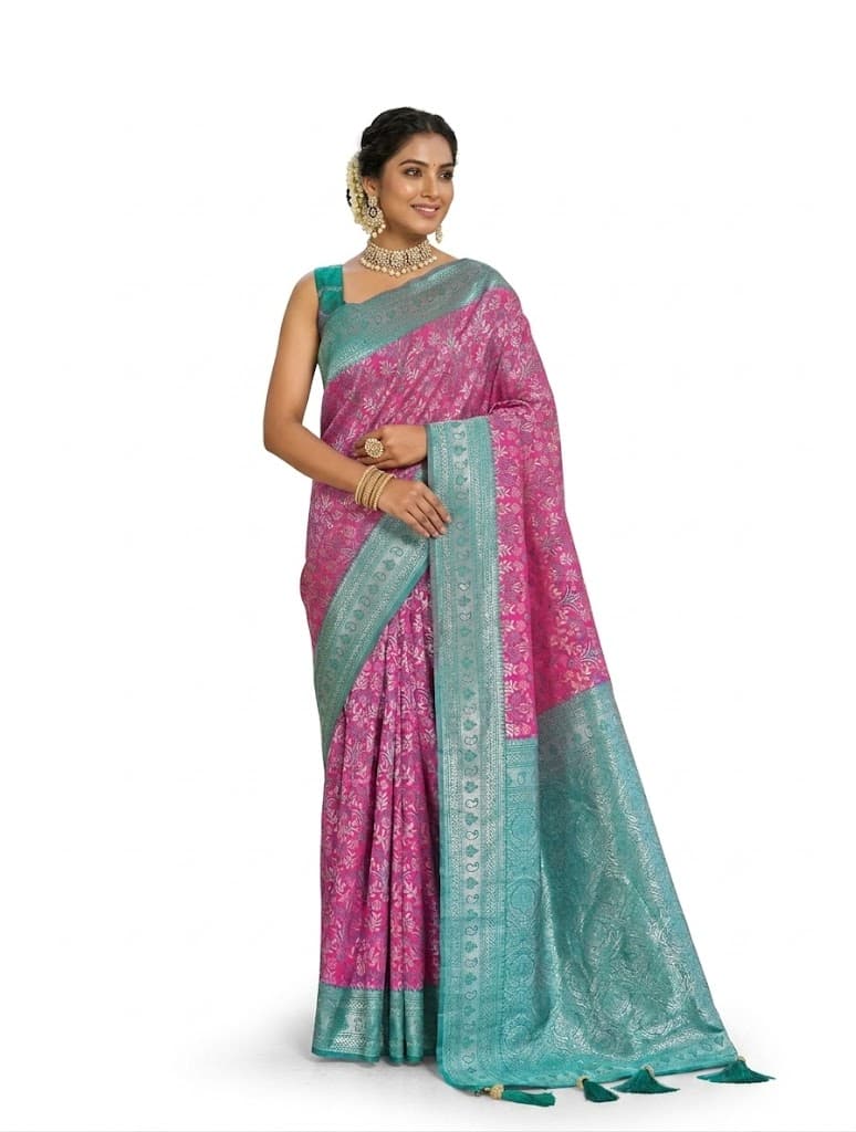 Woven Design Zari Satin Handloom Banarasi Saree